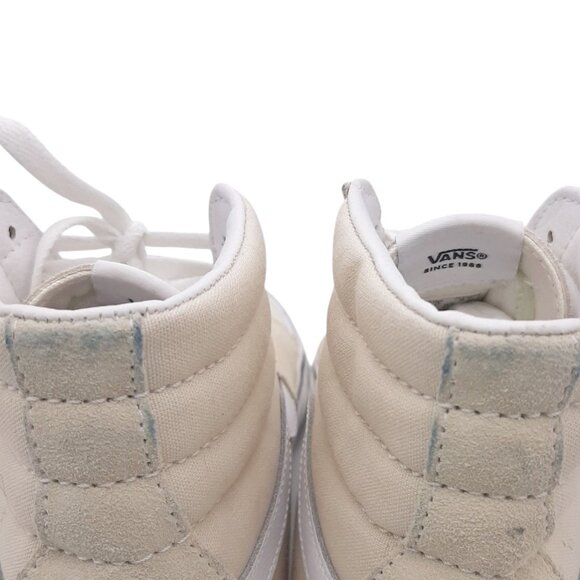 Vans SK8-HI Off White Cream Suede & Canvas High Top Lace Up Sneakers - Picture 12 of 13